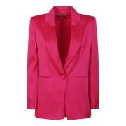 Max Mara Studio Fuchsia Satinblazer med Revers Pink, Dam