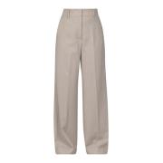 Max Mara Weekend Raka yllebyxor med fickor Beige, Dam