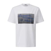 Msgm Bomull Tryck T-shirt White, Herr