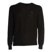 Polo Ralph Lauren Lyxig Merinoull Rundhals Tröja Black, Herr