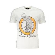 Cavalli Class Vit Bomull T-shirt med Tryckt Logotyp White, Herr