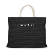 Marni Svart Bomull Shoppingväska med Handtag Black, Dam