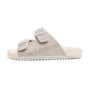 Cesare Gaspari Jewel Flat Sole Mules Gray, Dam