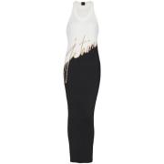 Balmain Midi klänning med logointarsia White, Dam