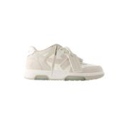 Off White Beige Vita Läder Sneakers Beige, Dam