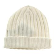 Hindustrie Kashmir Ribbstickad Beanie Mössa White, Herr