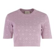 Givenchy Räfflad Jacquardstickad Kort Topp Pink, Dam