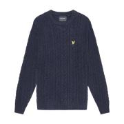 Lyle & Scott Blå Långärmad Stickad Tröja Blue, Herr