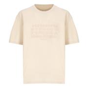 Maison Margiela Naturlig Bomull T-shirt med Broderat Logotyp Beige, He...