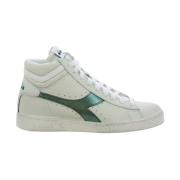 Diadora Grön Hög Topp Vaxade Sneakers White, Dam