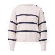 Luisa Cerano Randig Axelknapp Pullover Beige, Dam