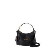 Versace Svart Läder Hobo Axelväska Black, Dam