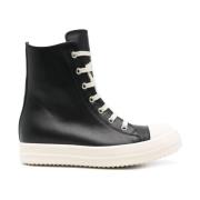 Rick Owens Svarta Sneakers med Snörning och Dragkedja Black, Dam