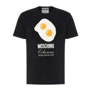 Moschino Avslappnad Bomull T-shirt för Män Black, Herr