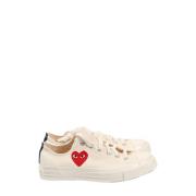 Comme des Garçons Beige Canvas Sneakers med Hjärttryck Beige, Herr