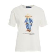 Polo Ralph Lauren Vit Snygg T-shirt med Tryck White, Dam