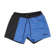 Hugo Boss Blå Tryckta Badshorts Blue, Herr