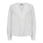 MOS MOSH Elegant spetsblus med puffärmar White, Dam