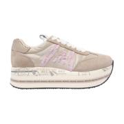 Premiata Beige Sneakers med Rund Tå Beige, Dam