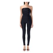 Andamane Svart Strapless Jumpsuit med Draperad Detalj Black, Dam