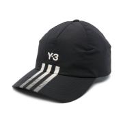 Y-3 Svart Vadderad 3-Stripes Logo Hatt Black, Herr