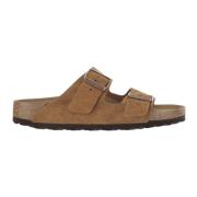 Birkenstock Mocka Läder Justerbara Rem Sandaler Brown, Dam