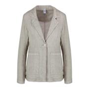 BomBoogie Linneblazer Kvinnors Elegant Stilfull Beige, Dam