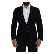 Dolce & Gabbana Svart ullblazer med Crown Bee-broderi Black, Herr