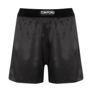 Tom Ford Svarta Silkeblandningslogotypshorts Black, Dam