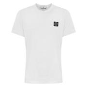 Stone Island Vit Bomull T-shirt med Logo Patch White, Herr