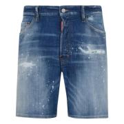 Dsquared2 Denim Bermuda Shorts med Distressed Effekt Blue, Herr