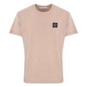 Stone Island Rosa Bomull T-shirt med Logopatch Pink, Herr