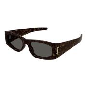 Saint Laurent Havana båge solglasögon med grå linser Brown, Unisex