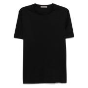 Corneliani Broderad Bomull T-shirt Tillverkad i Italien Black, Herr