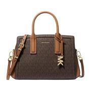 Michael Kors Strukturerad Logo Print Axelväska Brown, Dam