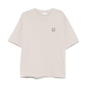 Maison Kitsuné Beige T-shirt med signatur rävmotiv Beige, Herr