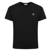 Stone Island Svart Bomull T-shirt med Logopatch Black, Herr