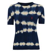 Polo Ralph Lauren Röd Stickad Tröja Tye-dye Mönster Multicolor, Dam