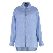 Etro Paisley Bomulls Overshirt Blue, Dam