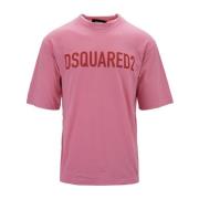 Dsquared2 Herr Crew Neck Bomull T-shirt Pink, Herr