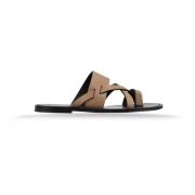 Saint Laurent Herr Slip-On Lädersandaler Brown, Herr