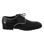 Dolce & Gabbana Elegant Svart Läder Derby Skor Black, Herr