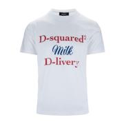 Dsquared2 Herr Slip-On T-shirt med Tryckt Text White, Herr