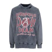 Dsquared2 Herr Pullover Sweatshirt med Ribbed Trim Gray, Herr