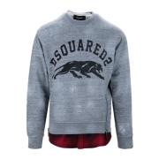 Dsquared2 Herr Sweatshirt med lager-på-lager-look Gray, Herr