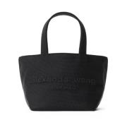 Alexander Wang Svart Punch Logo Mini Toteväska Black, Dam