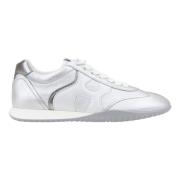 Hogan Laminerade lädersneakers med snörning White, Dam