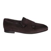 Santoni Brun Mocka Monkstrap Skor Brown, Herr