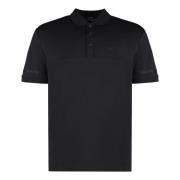 Hugo Boss Bomull Polo Skjorta med Ribbade Kanter Black, Herr