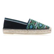 Prada Canvas Slip-On Espadrilles Kamel Logo Multicolor, Dam